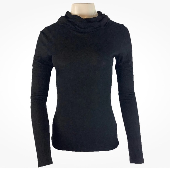 James Perse Sz 1 S Cowl Neck Long Sleeve Pullover Top Black 100% Tencel - Picture 1 of 6